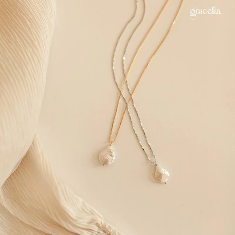 Embrace Unique Radiance: The Gleam Baroque Cultured Pearl Necklace.